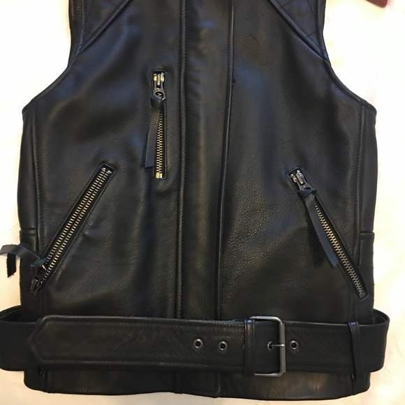 NEW Madewell Black Leather Racer Vest with tags - Picture 4 of 7